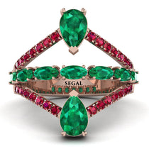 Symmetrical Twist Shank Pear Emerald Ring - Eliza No. 50 image 1