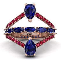 Symmetrical Twist Shank Pear Sapphire Ring - Eliza No. 59 image 1