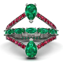 Symmetrical Twist Shank Pear Emerald Ring - Eliza No. 51 image 1