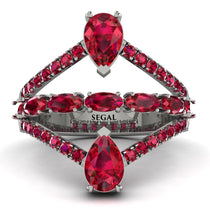 Symmetrical Twist Shank Pear Ruby Ring - Eliza No. 57 image 1