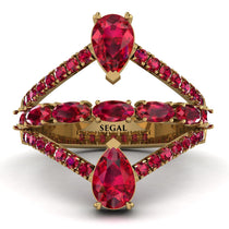 Symmetrical Twist Shank Pear Ruby Ring - Eliza No. 55 image 1