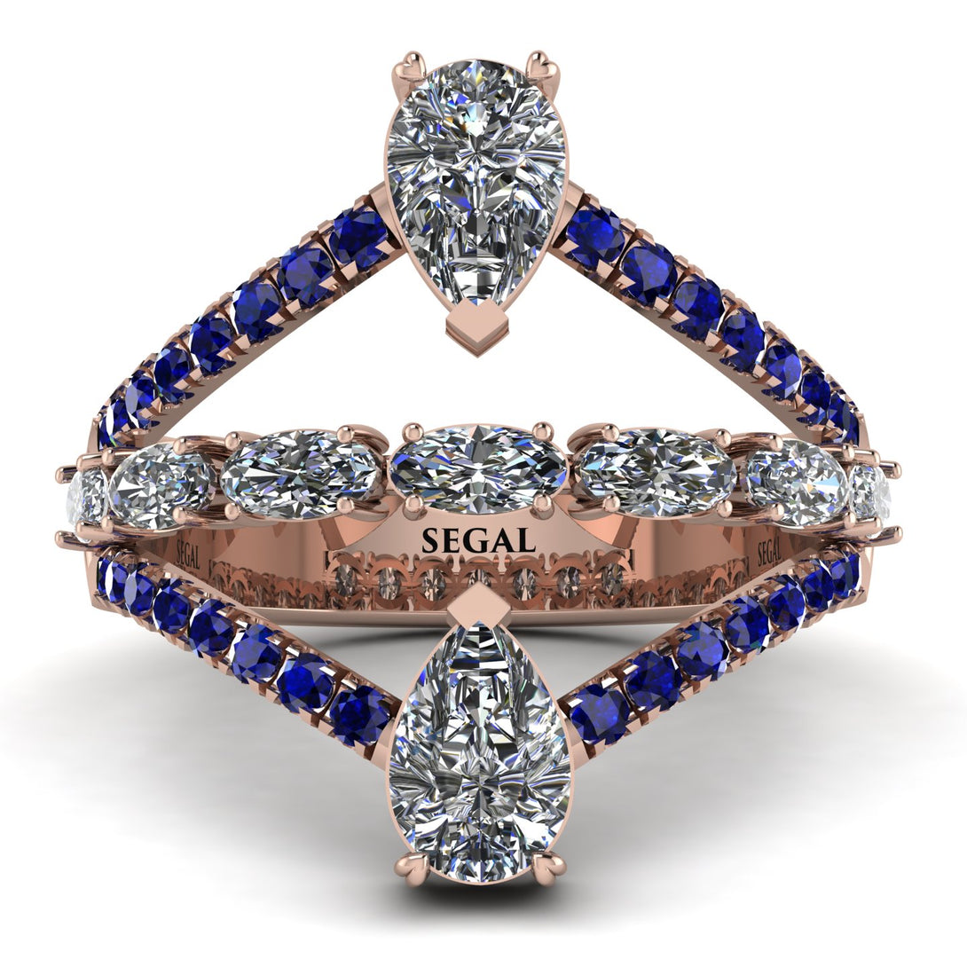 Symmetrical Twist Shank Pear Diamond Ring - Eliza No. 62