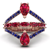 Symmetrical Twist Shank Pear Ruby Ring - Eliza No. 71 image 1