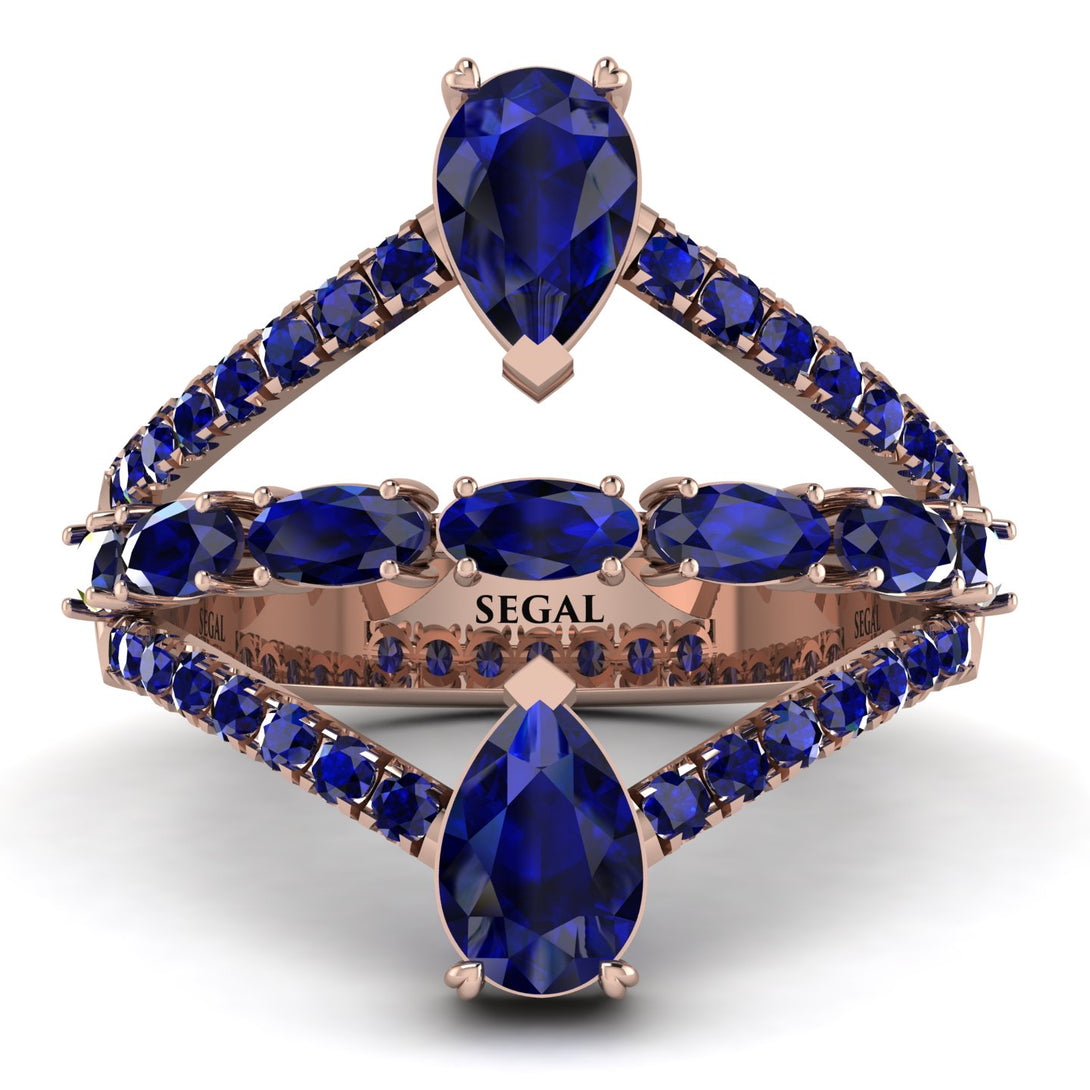 Symmetrical Twist Shank Pear Sapphire Ring - Eliza No. 74