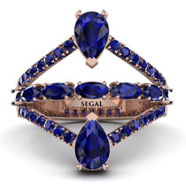 Symmetrical Twist Shank Pear Sapphire Ring - Eliza No. 74 image 1