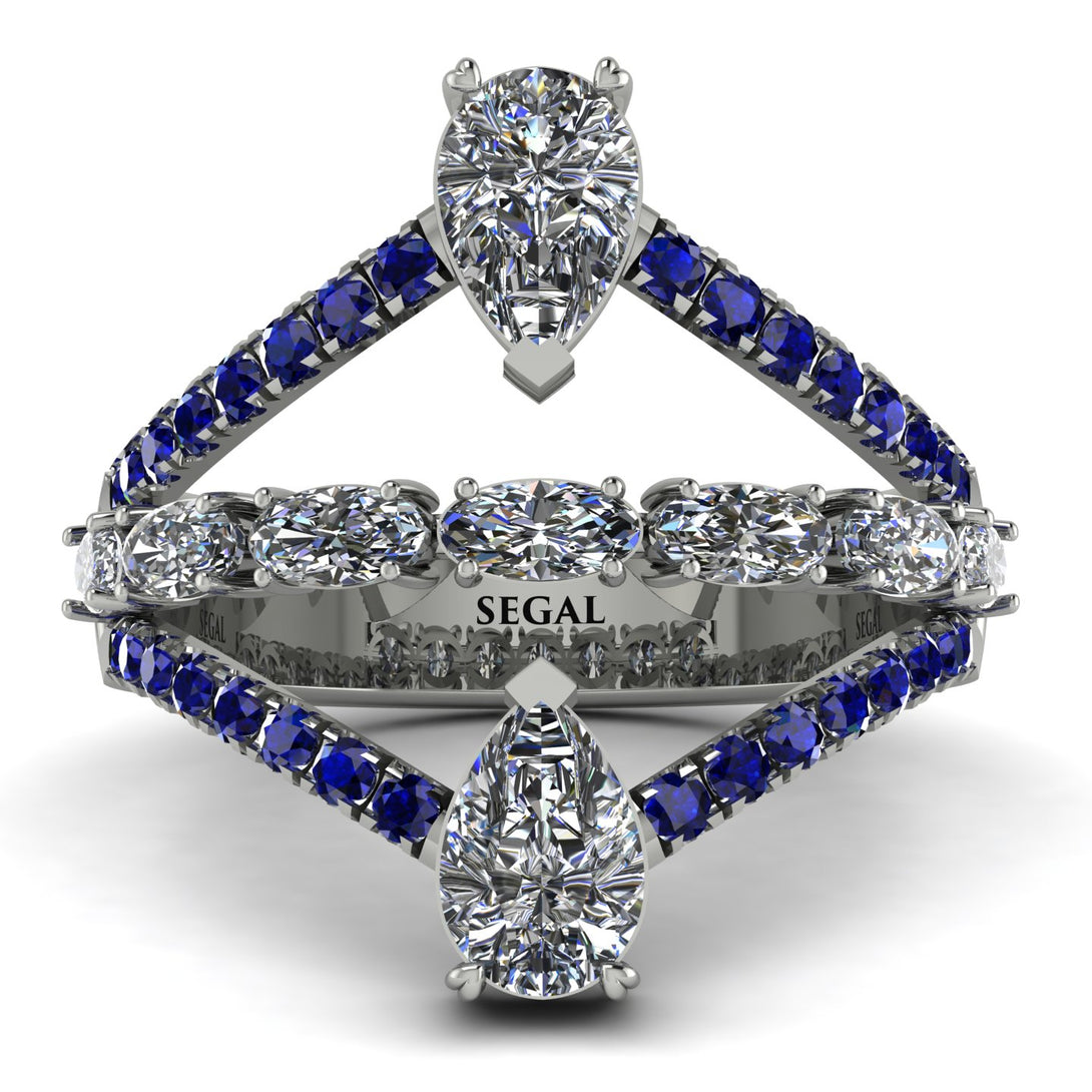Symmetrical Twist Shank Pear Diamond Ring - Eliza No. 63