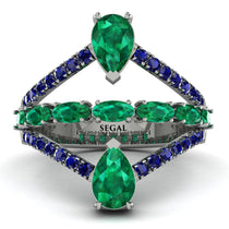 Symmetrical Twist Shank Pear Emerald Ring - Eliza No. 66 image 1