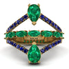 Symmetrical Twist Shank Pear Emerald Ring - Eliza No. 64