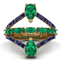 Symmetrical Twist Shank Pear Emerald Ring - Eliza No. 64 image 1