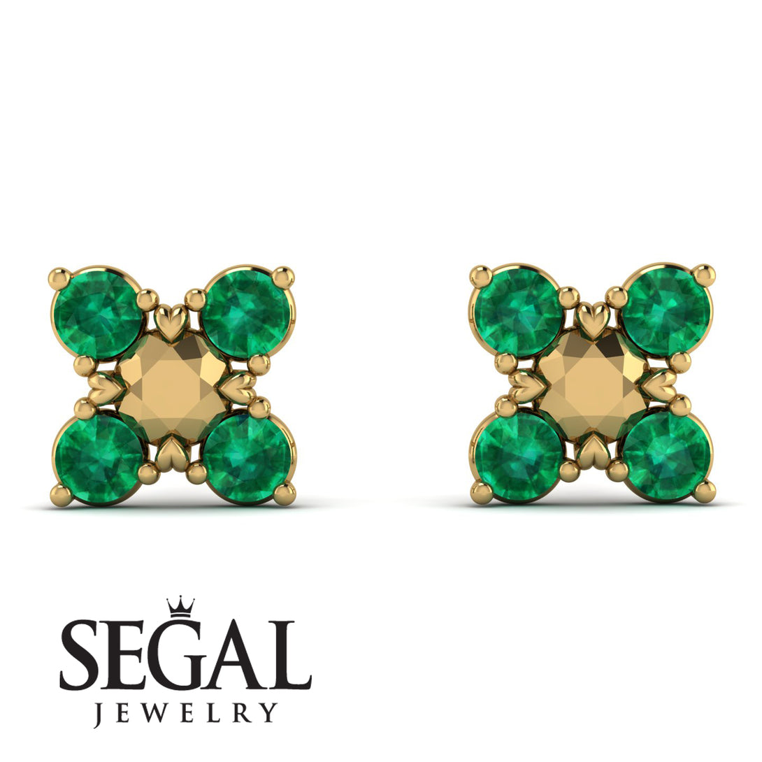 GeometricEmerald Earrings Golden Diamond - Jayda No. 4