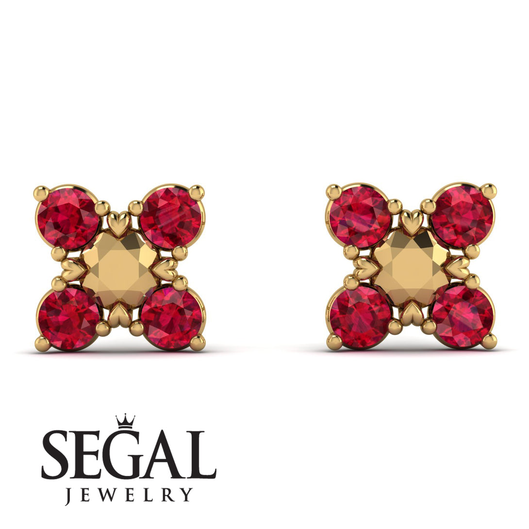 GeometricRuby Earrings Golden Diamond - Jayda No. 10