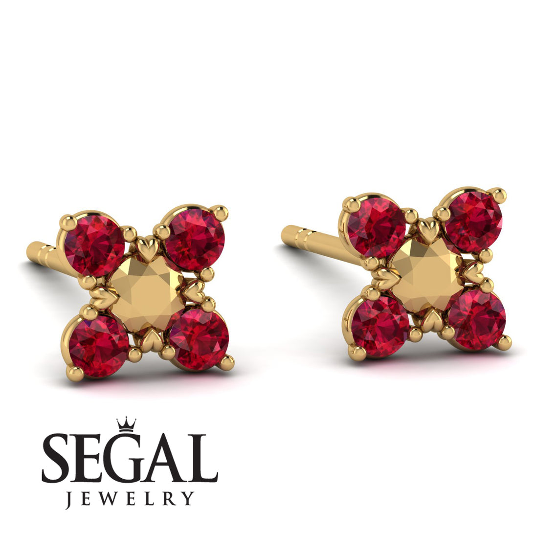 GeometricRuby Earrings Golden Diamond - Jayda No. 10