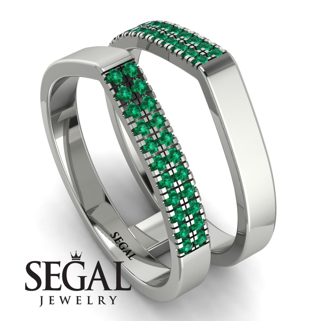 Geometric Emerald Double Wedding Band - Hayden No. 6
