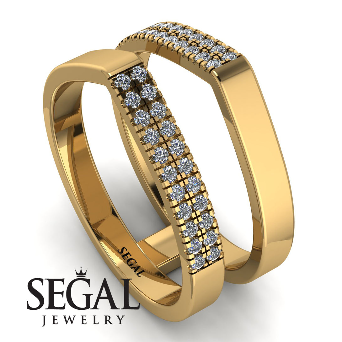 Geometric Diamond Double Wedding Band - Hayden No. 1