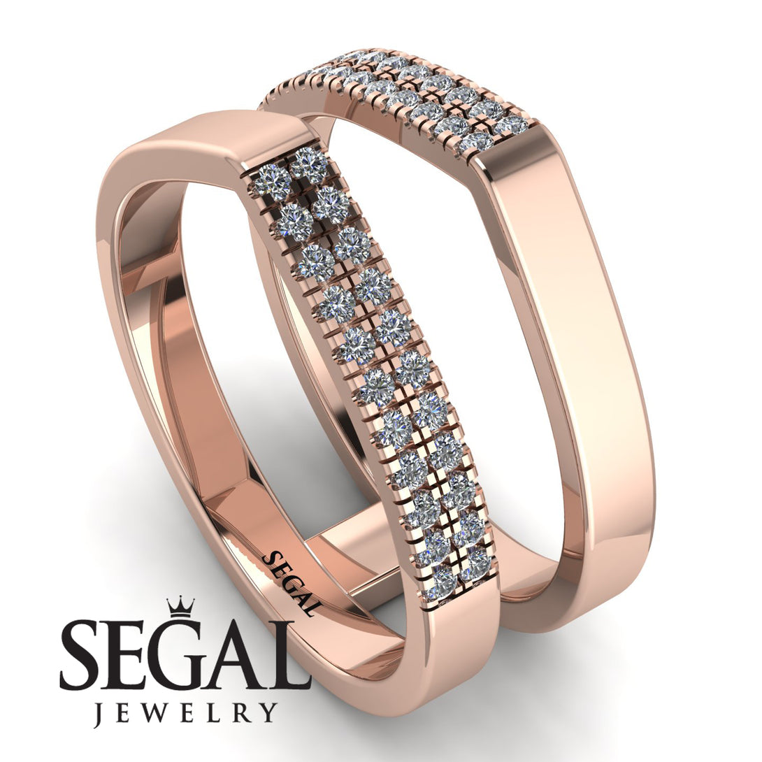 Geometric Diamond Double Wedding Band - Hayden No. 2