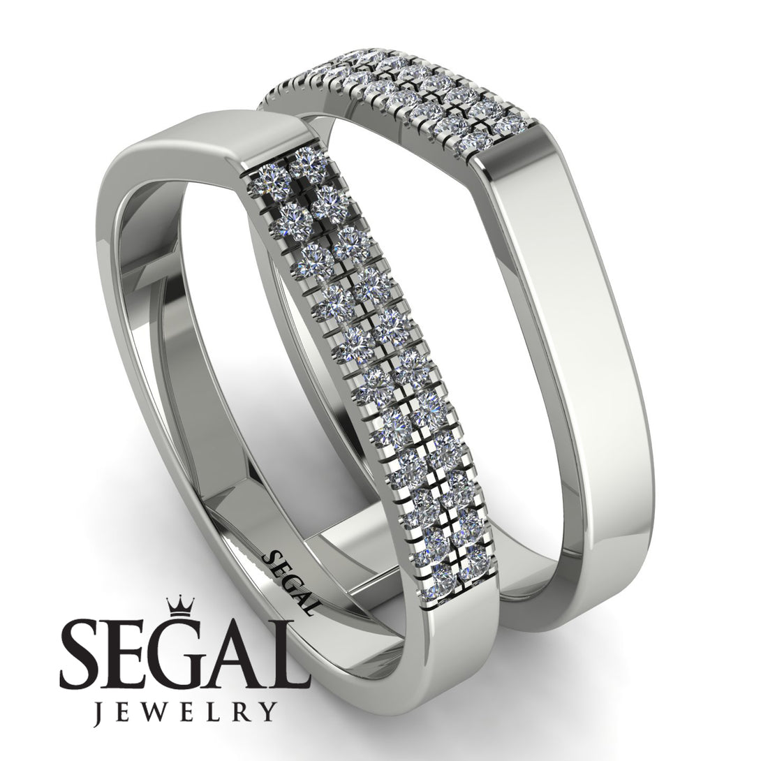 Geometric Diamond Double Wedding Band - Hayden No. 3