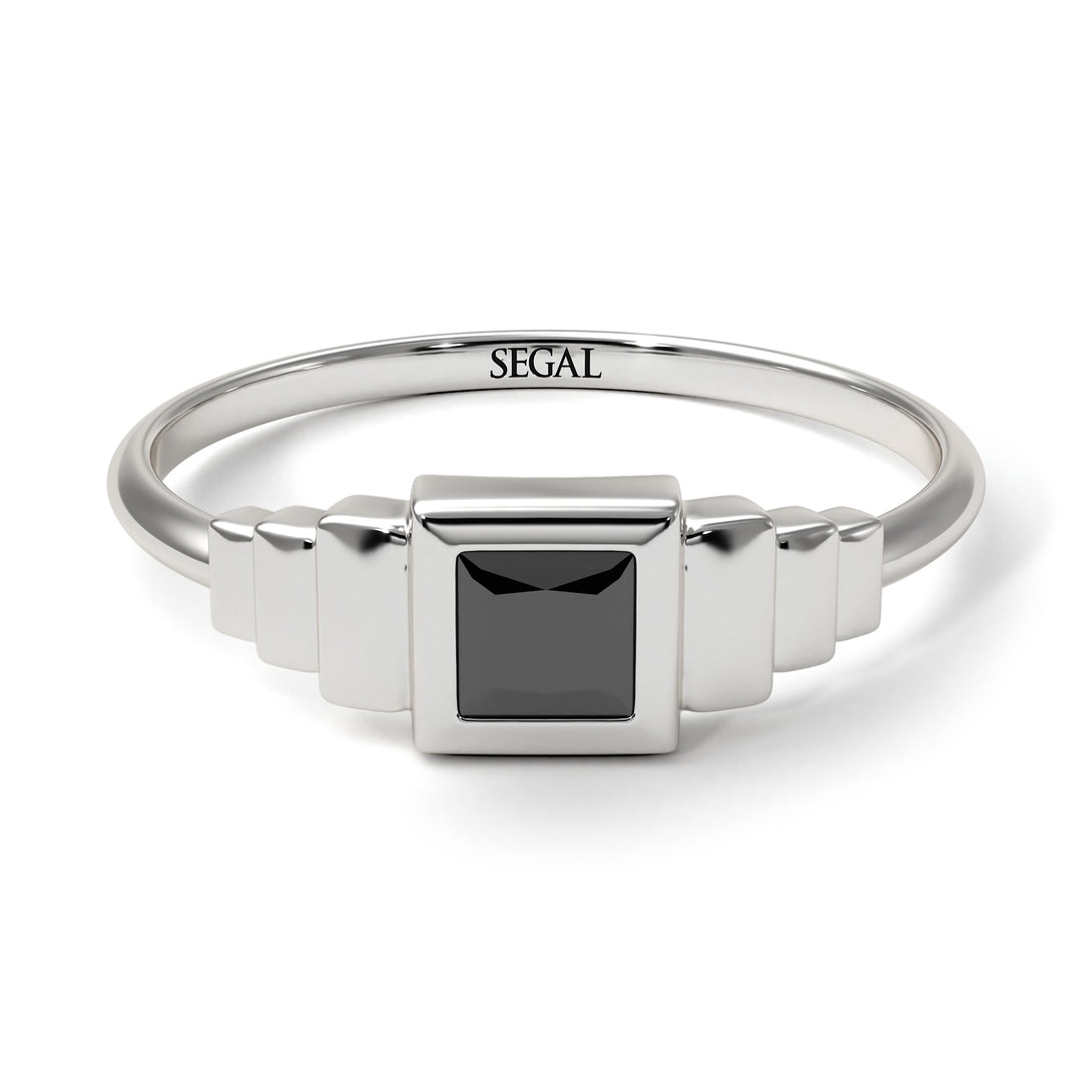 Geometric Princess Cut Black Diamond Ring - Everleigh No. 9