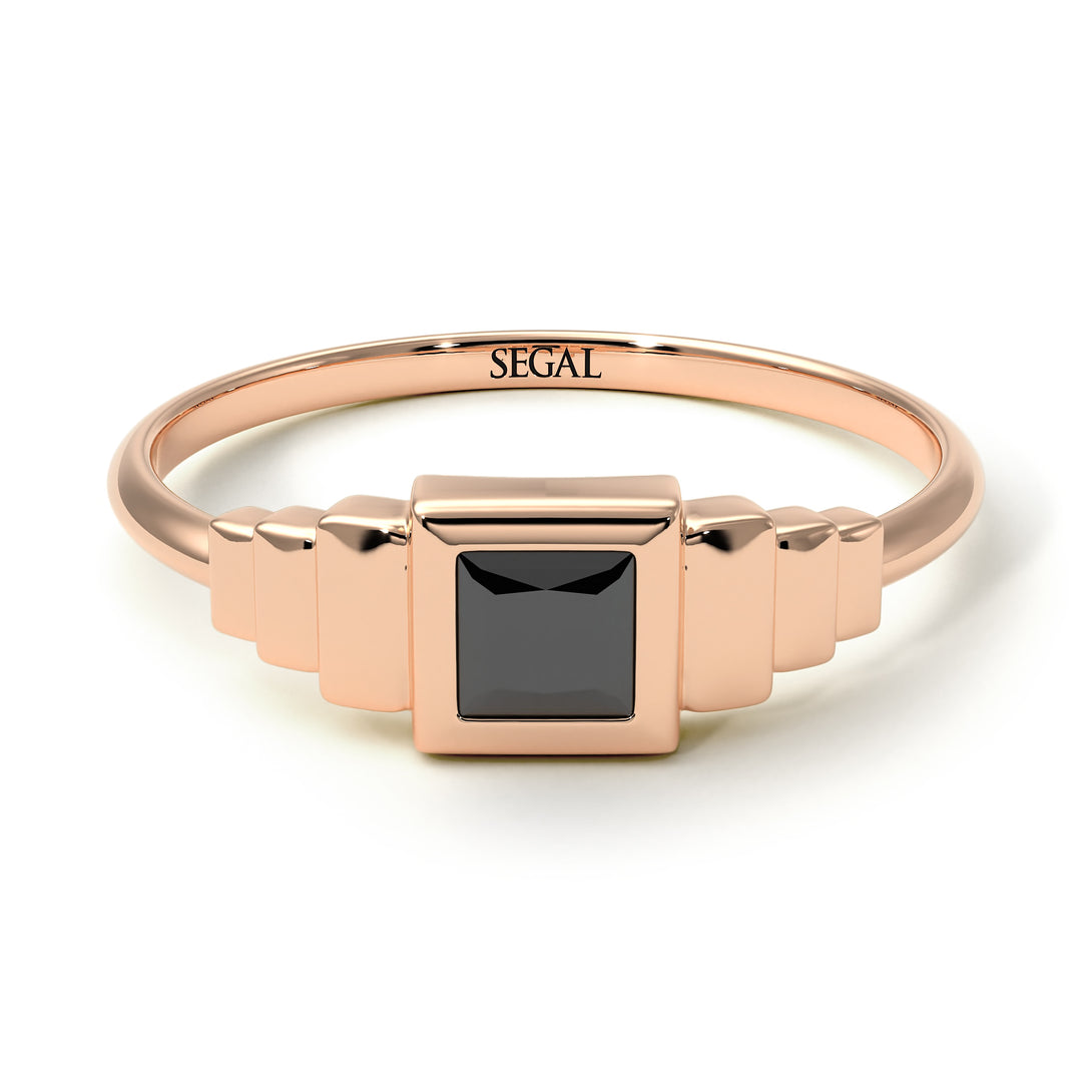 Geometric Princess Cut Black Diamond Ring - Everleigh No. 8