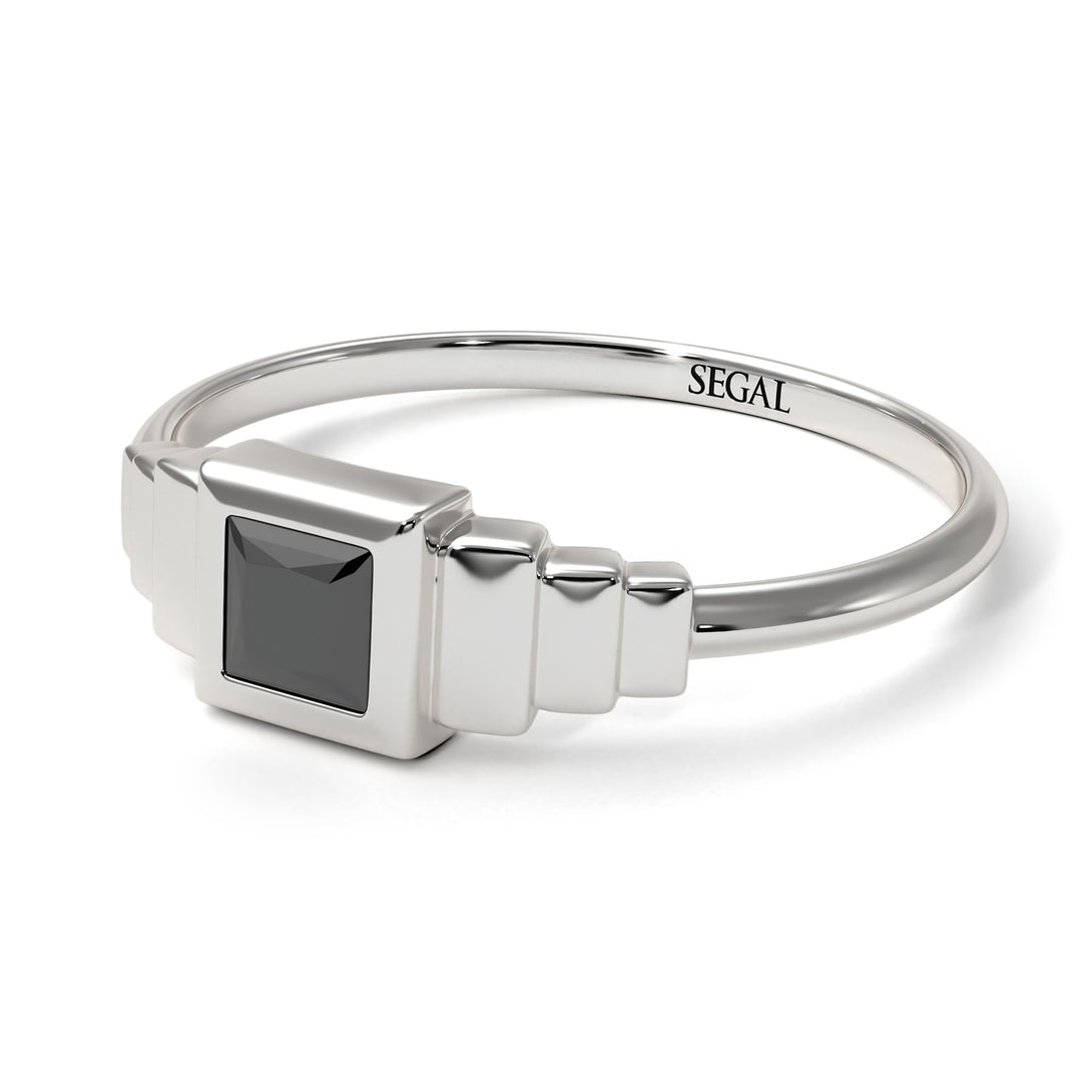 Geometric Princess Cut Black Diamond Ring - Everleigh No. 9