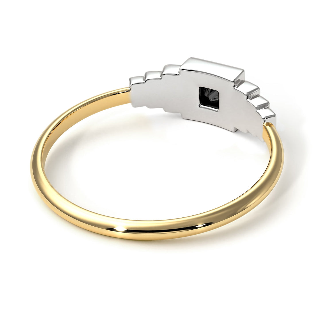 Two Tones Geometric Princess Cut Black Diamond Ring - Everleigh No. 20