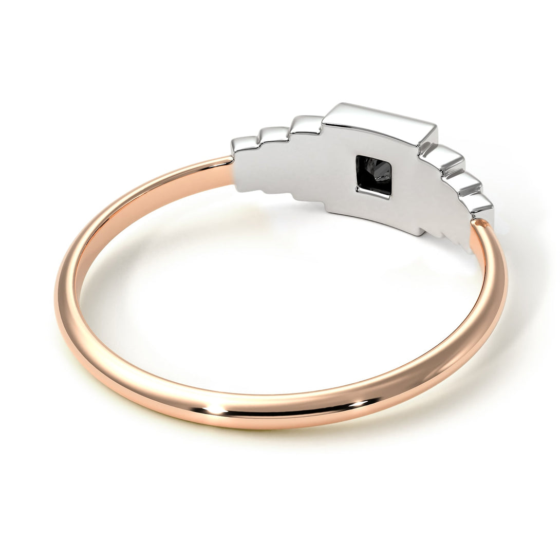 Two Tones Geometric Princess Cut Black Diamond Ring - Everleigh No. 21