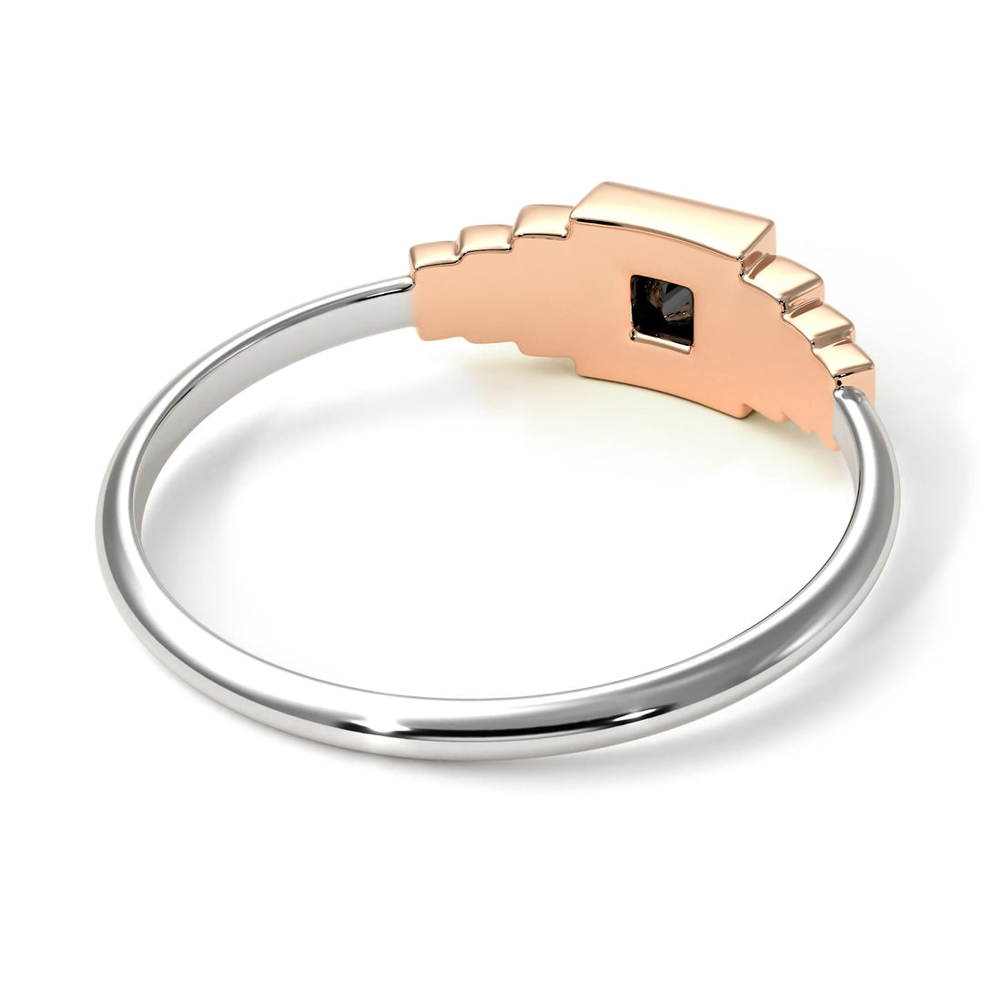 Two Tones Geometric Princess Cut Black Diamond Ring - Everleigh No. 21