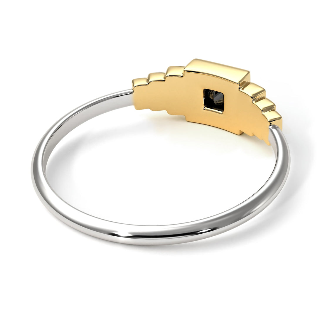 Two Tones Geometric Princess Cut Black Diamond Ring - Everleigh No. 20