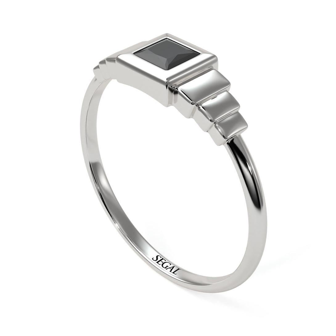 Geometric Princess Cut Black Diamond Ring - Everleigh No. 9