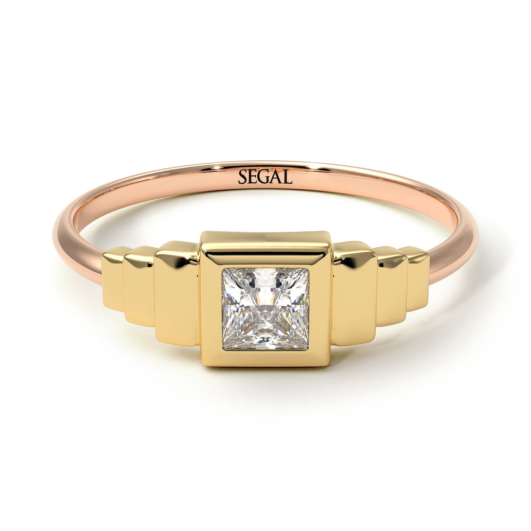 Two Tones Geometric Princess Cut Diamond Ring - Everleigh No. 16