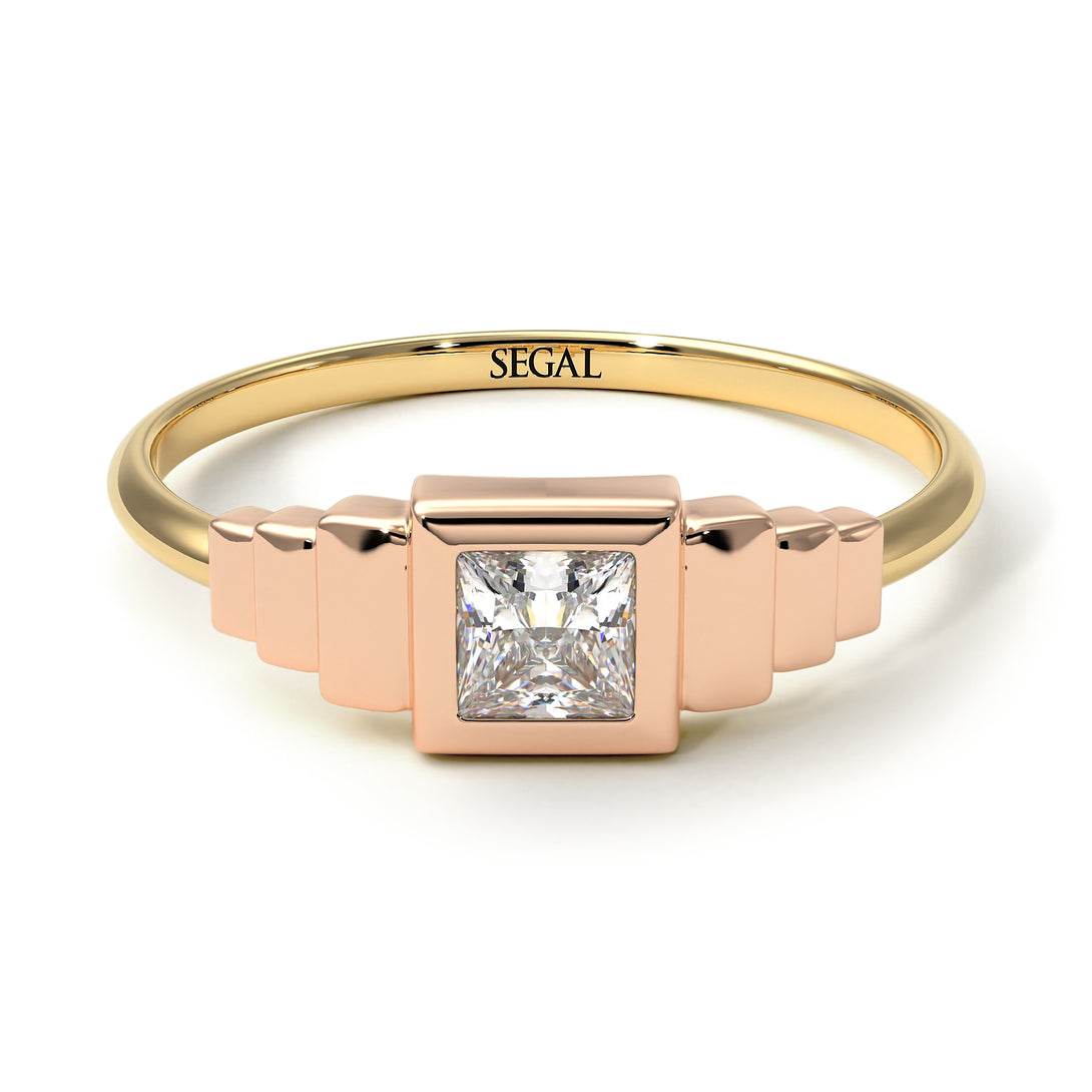 Two Tones Geometric Princess Cut Diamond Ring - Everleigh No. 16
