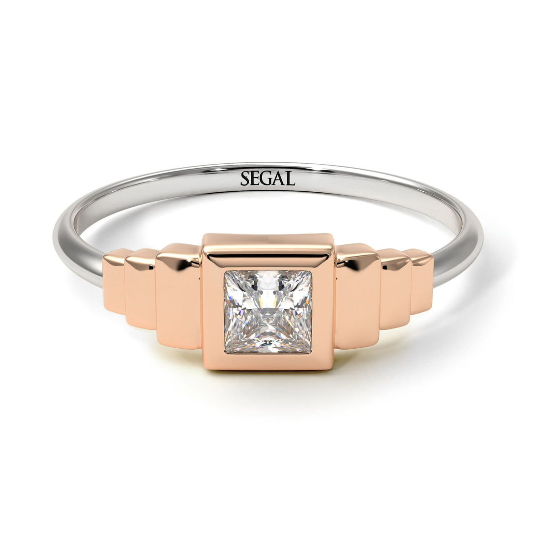 Two Tones Geometric Princess Cut Diamond Ring - Everleigh No. 18