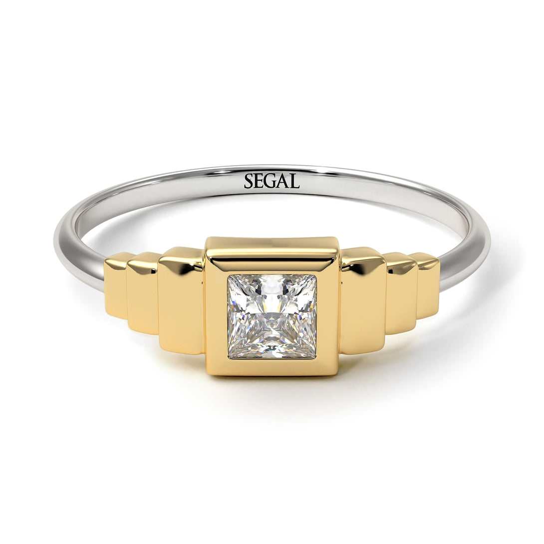 Two Tones Geometric Princess Cut Diamond Ring - Everleigh No. 17