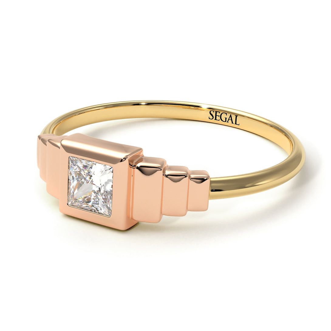 Two Tones Geometric Princess Cut Diamond Ring - Everleigh No. 16