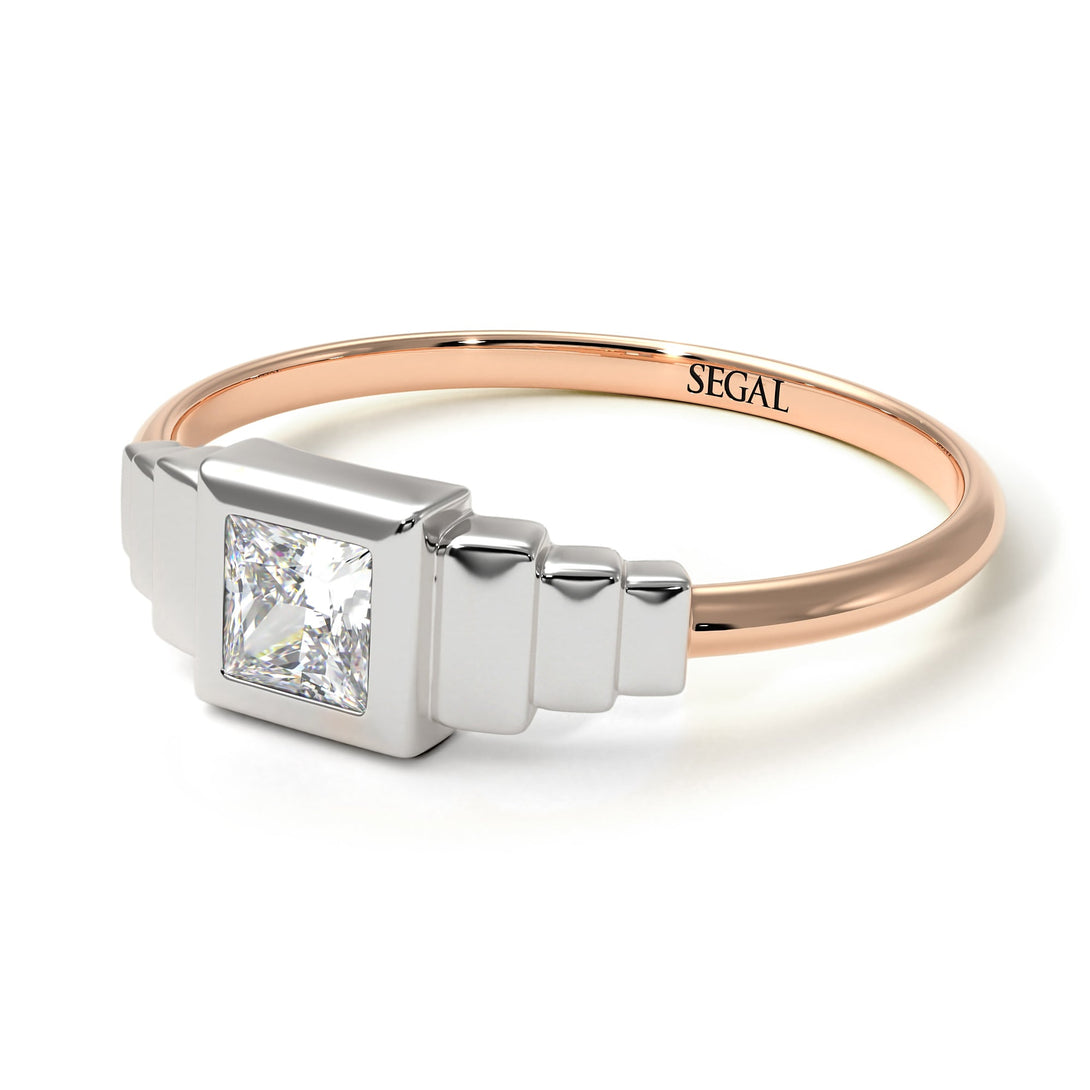 Two Tones Geometric Princess Cut Diamond Ring - Everleigh No. 18