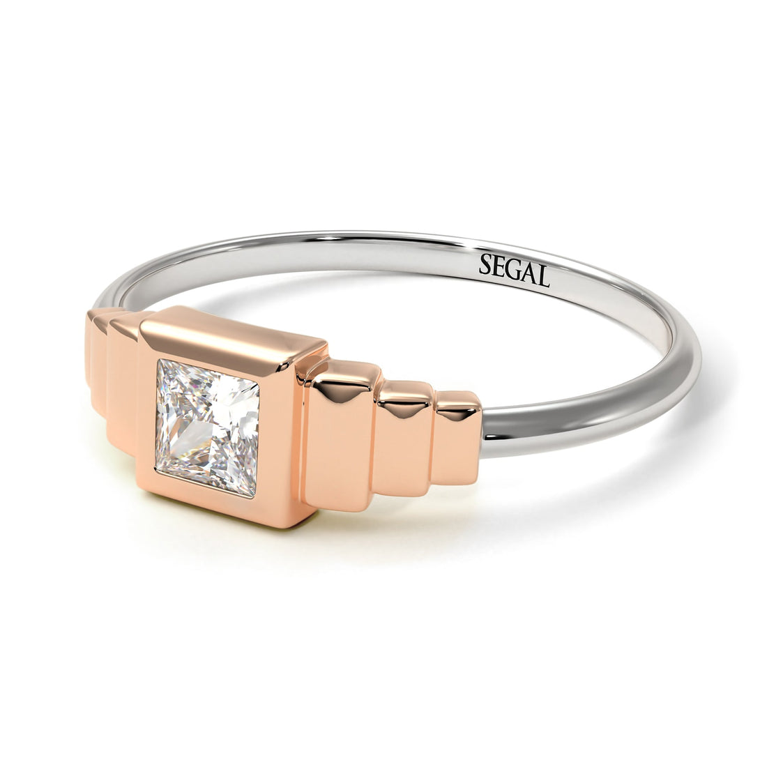 Two Tones Geometric Princess Cut Diamond Ring - Everleigh No. 18