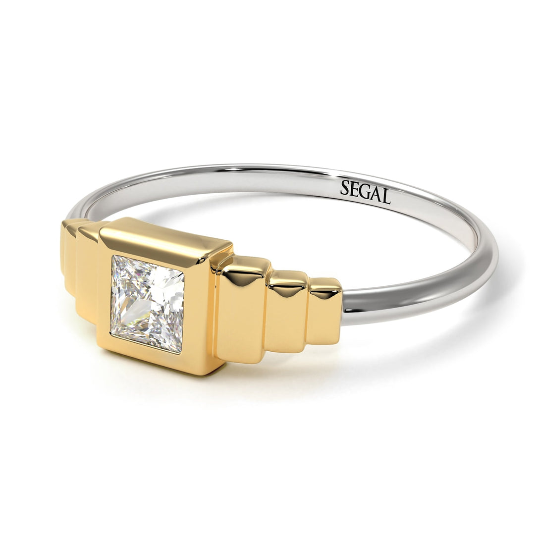 Two Tones Geometric Princess Cut Diamond Ring - Everleigh No. 17