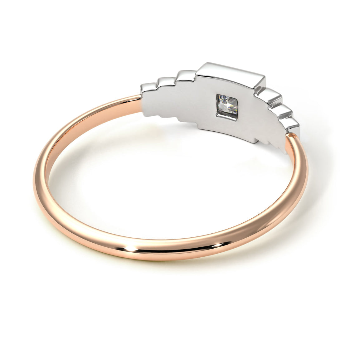 Two Tones Geometric Princess Cut Diamond Ring - Everleigh No. 18