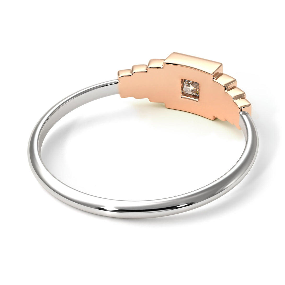 Two Tones Geometric Princess Cut Diamond Ring - Everleigh No. 18