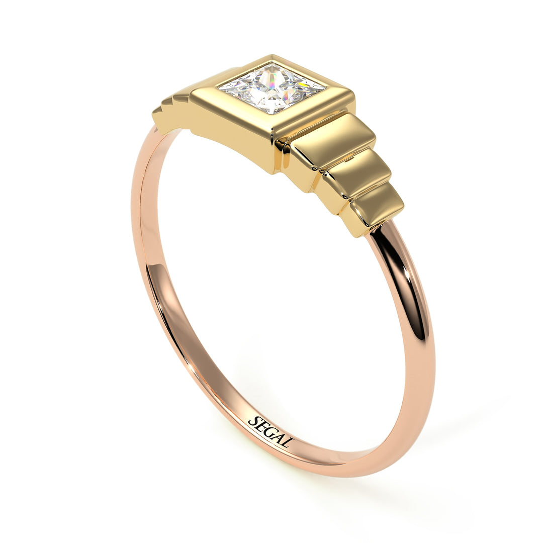Two Tones Geometric Princess Cut Diamond Ring - Everleigh No. 16