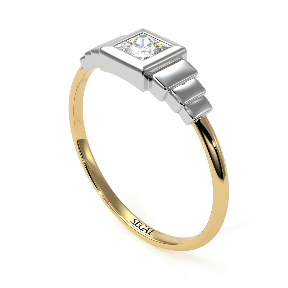 Two Tones Geometric Princess Cut Diamond Ring - Everleigh No. 17