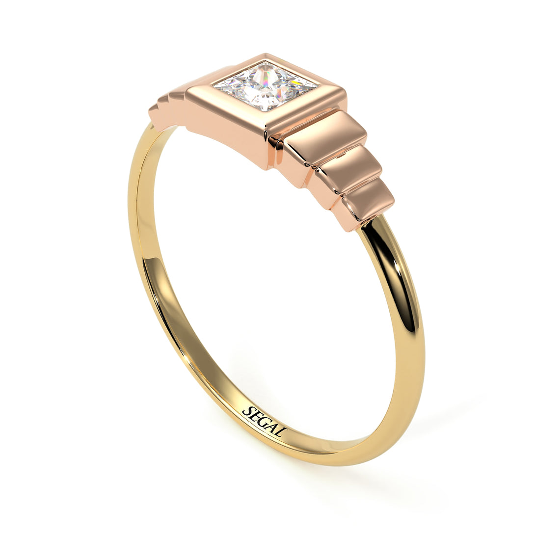 Two Tones Geometric Princess Cut Diamond Ring - Everleigh No. 16