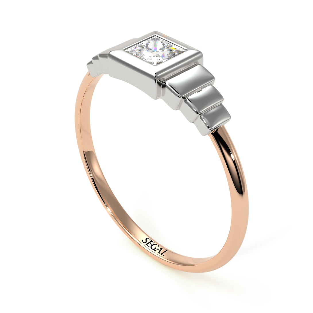 Two Tones Geometric Princess Cut Diamond Ring - Everleigh No. 18