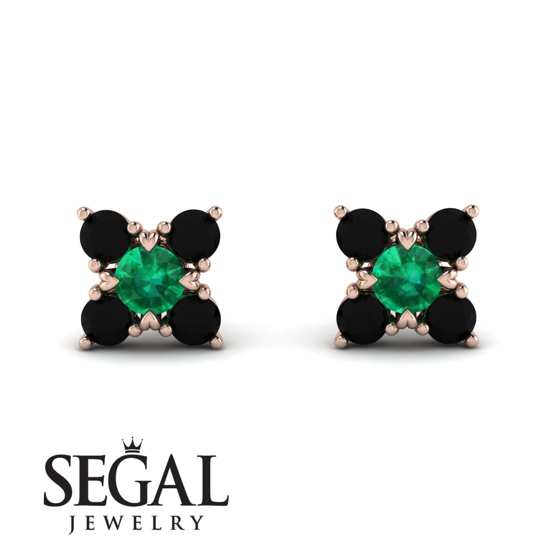 Geometrical 5 Emeralds Stud Earrings - Noa No. 35