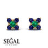 Geometrical 5 Emeralds Stud Earrings - Noa No. 64