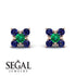 Geometrical 5 Emeralds Stud Earrings - Noa No. 65
