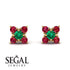 Geometrical 5 Emeralds Stud Earrings - Noa No. 49
