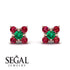 Geometrical 5 Emeralds Stud Earrings - Noa No. 50