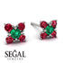 Geometrical 5 Emeralds Stud Earrings - Noa No. 51