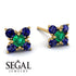Geometrical 5 Emeralds Stud Earrings - Noa No. 64