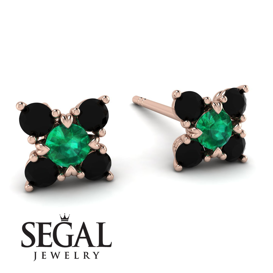 Geometrical 5 Emeralds Stud Earrings - Noa No. 35